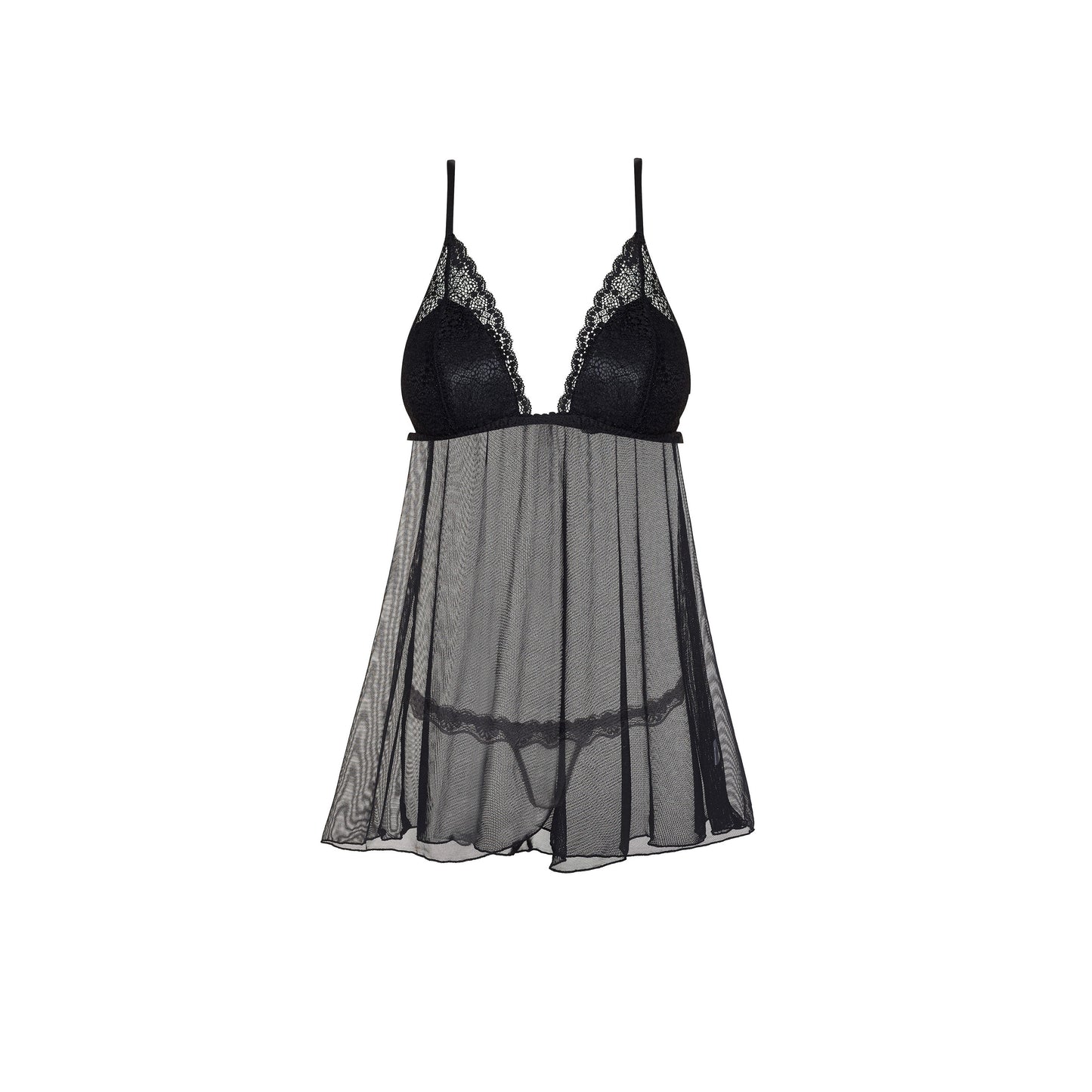 BEAUTY NIGHT FASHION LAUREN CHEMISE AND THONG BLACK