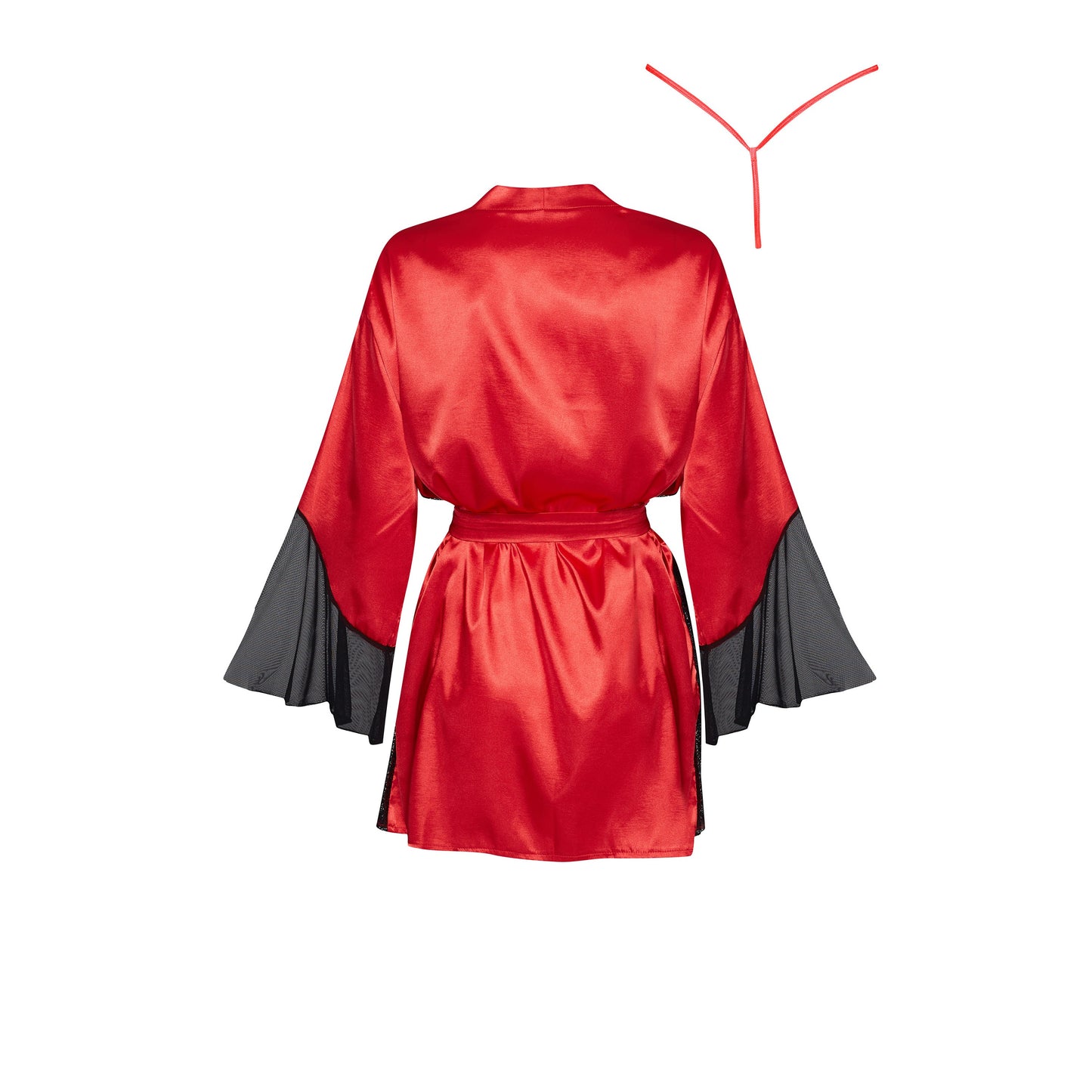 BEAUTY NIGHT FASHION SARA PEIGNOIR AND THONG RED
