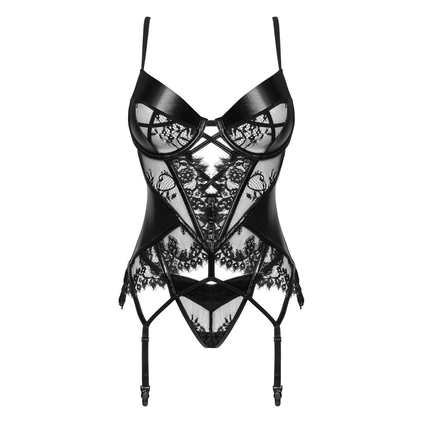 BEAUTY NIGHT FASHION LEONELA CORSET AND THONG BLACK