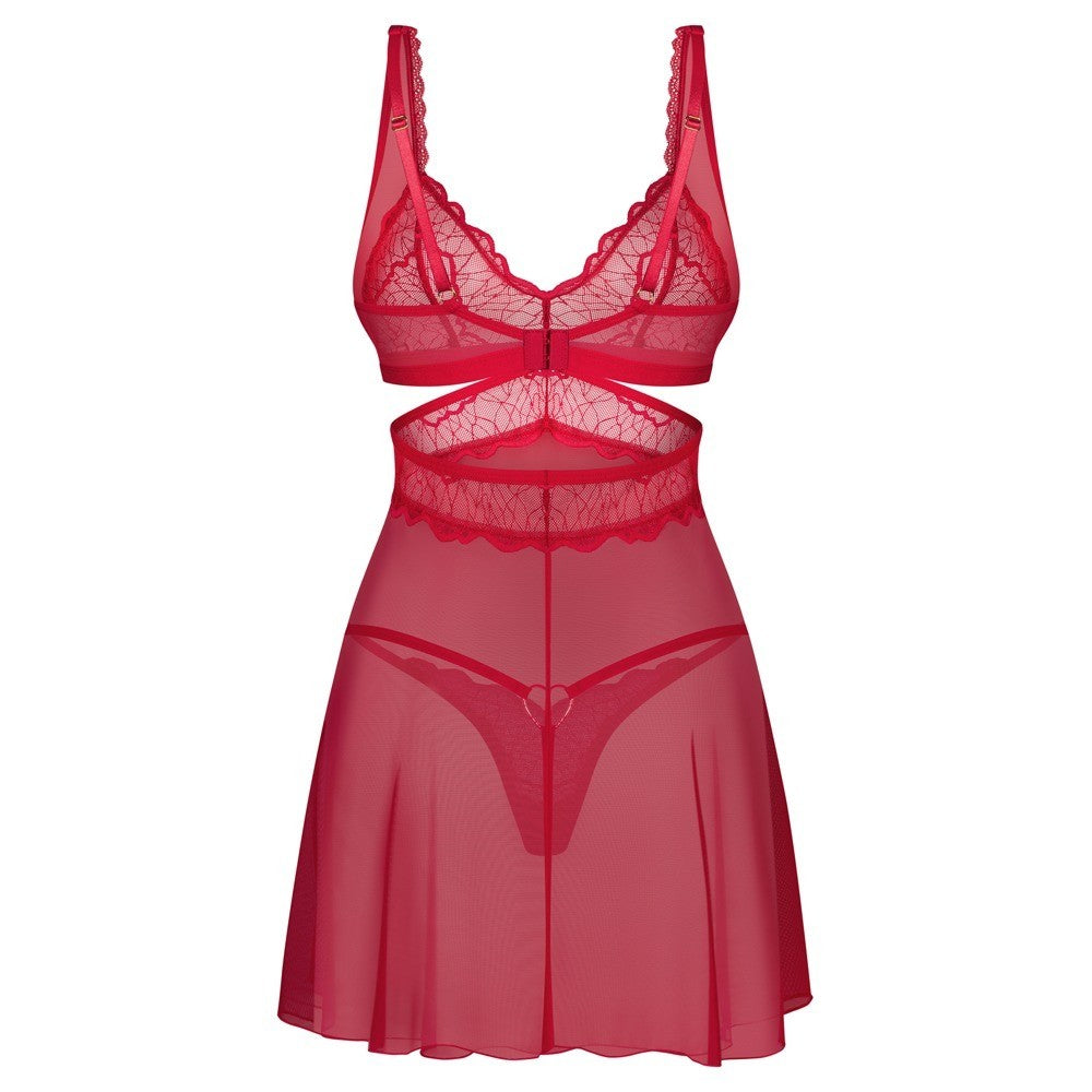 OBSESSIVE CHEMISE AND THONG CUPIDE DESIR RED