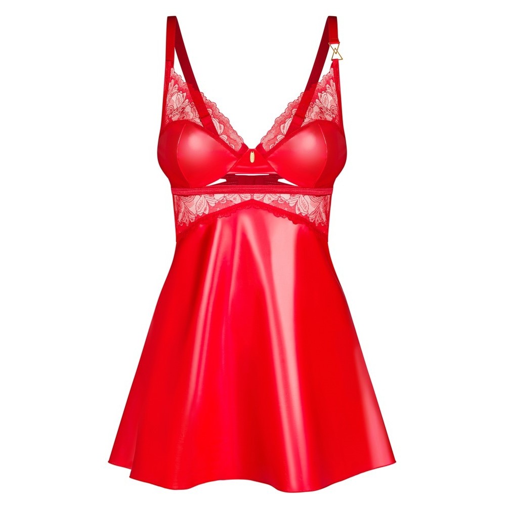 OBSESSIVE CHEMISE AND THONG ALIOSA RED