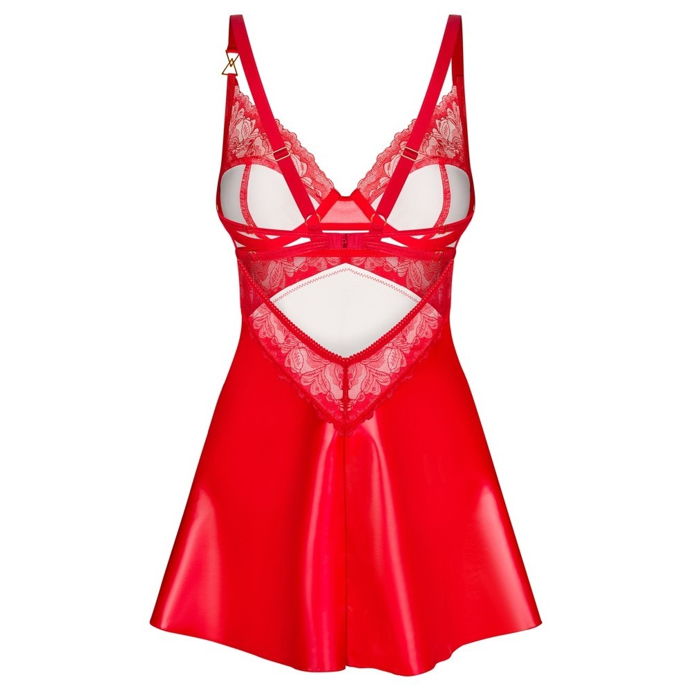 OBSESSIVE CHEMISE AND THONG ALIOSA RED