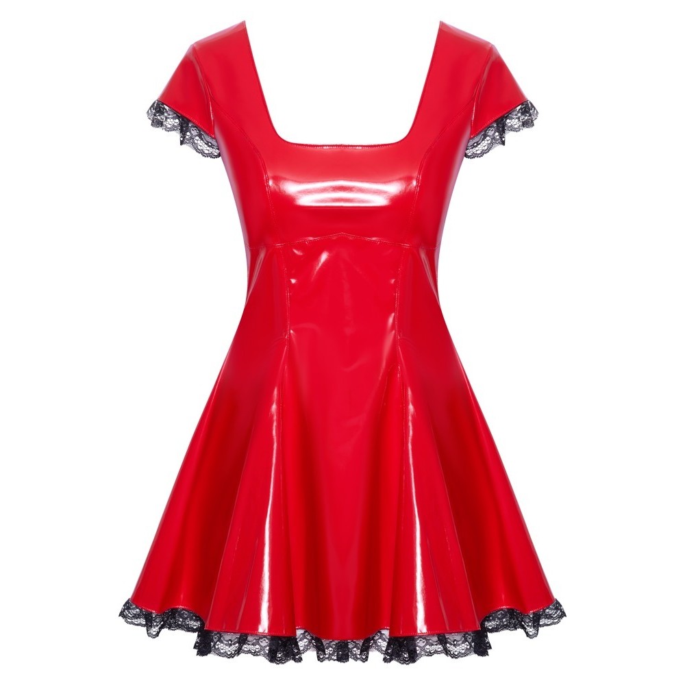 BLACK LEVEL VINYL DRESS RED