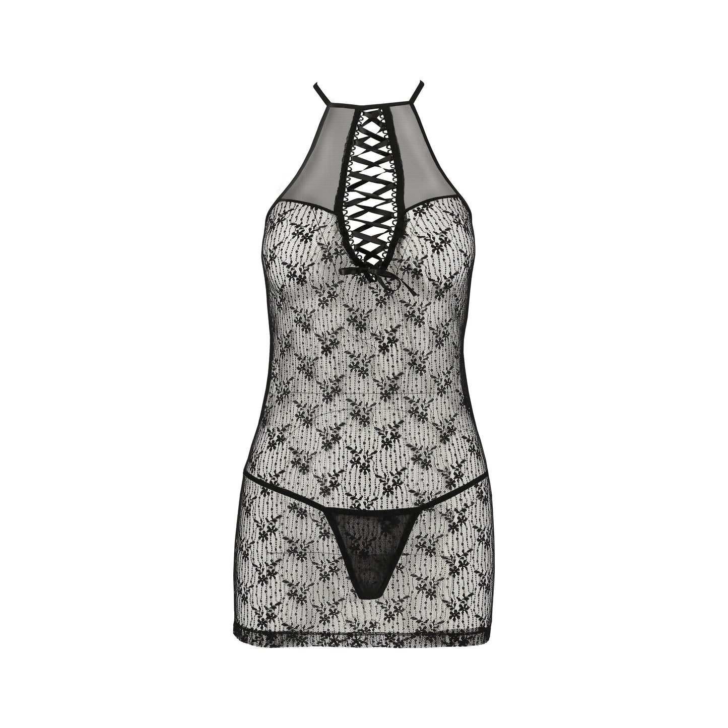 PASSION EROTIC LINE AZALIA CHEMISE AND THONG BLACK