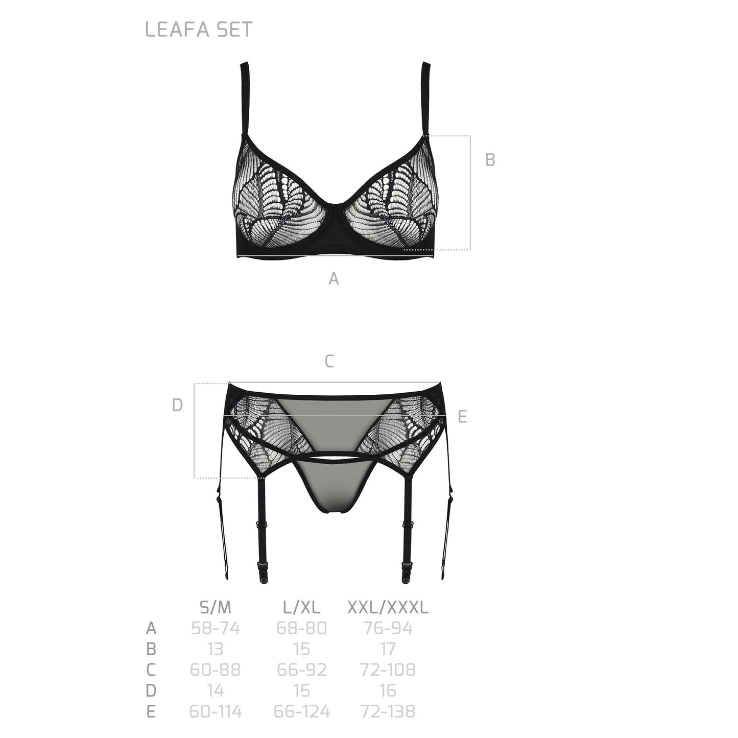 PASSION ECO COLLECTION LEAFA 3 PIECE SET BLACK