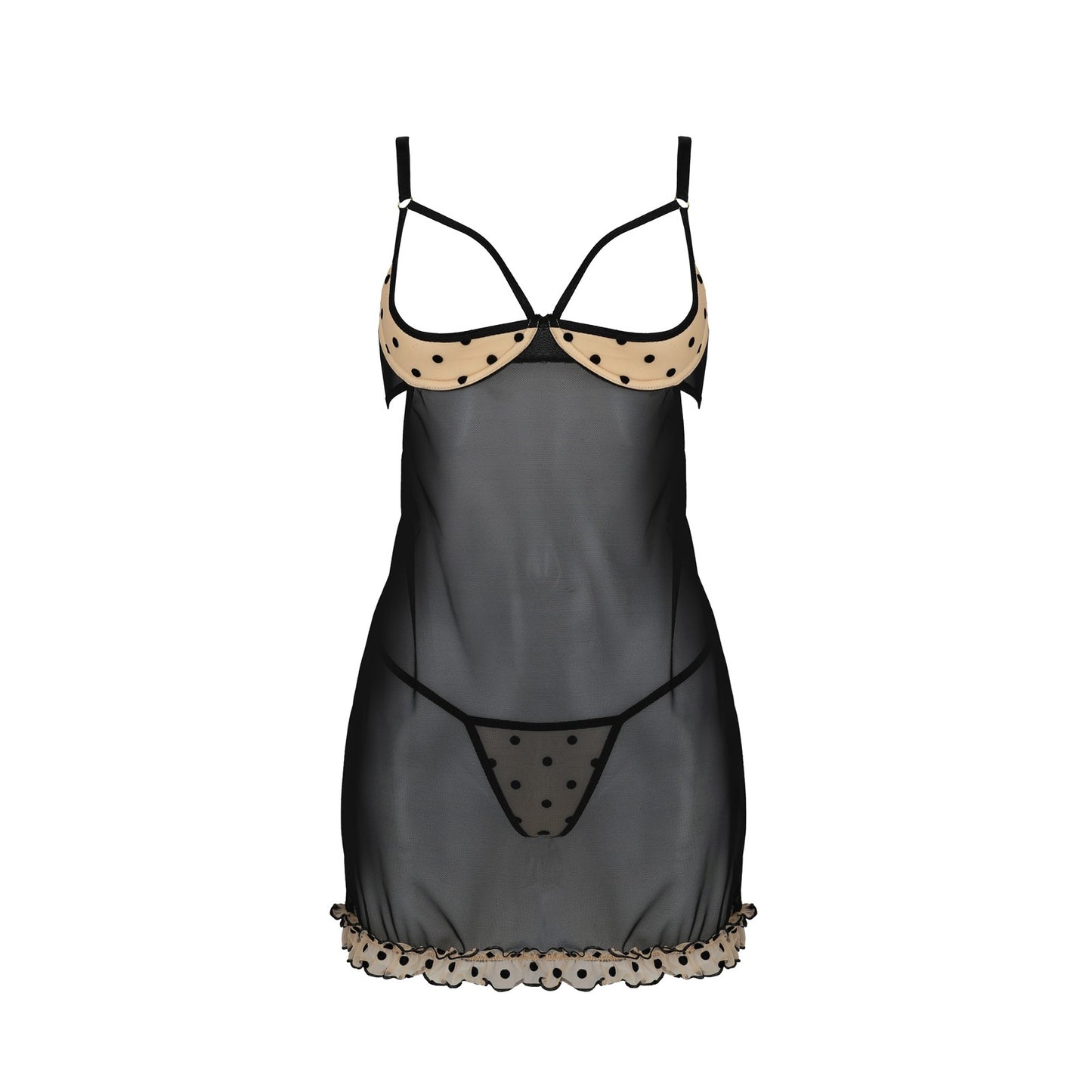 PASSION DEVIL COLLECTION MARINA CHEMISE AND THONG BEIGE