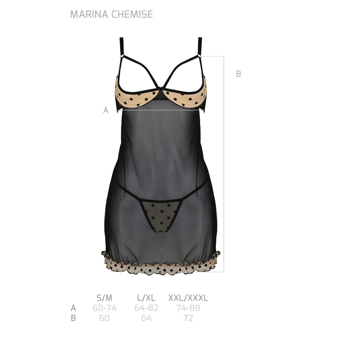 PASSION DEVIL COLLECTION MARINA CHEMISE AND THONG BEIGE