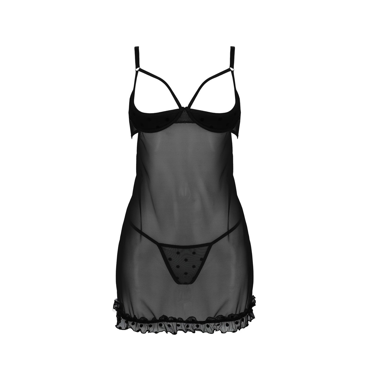 PASSION DEVIL COLLECTION MARINA CHEMISE AND THONG BLACK