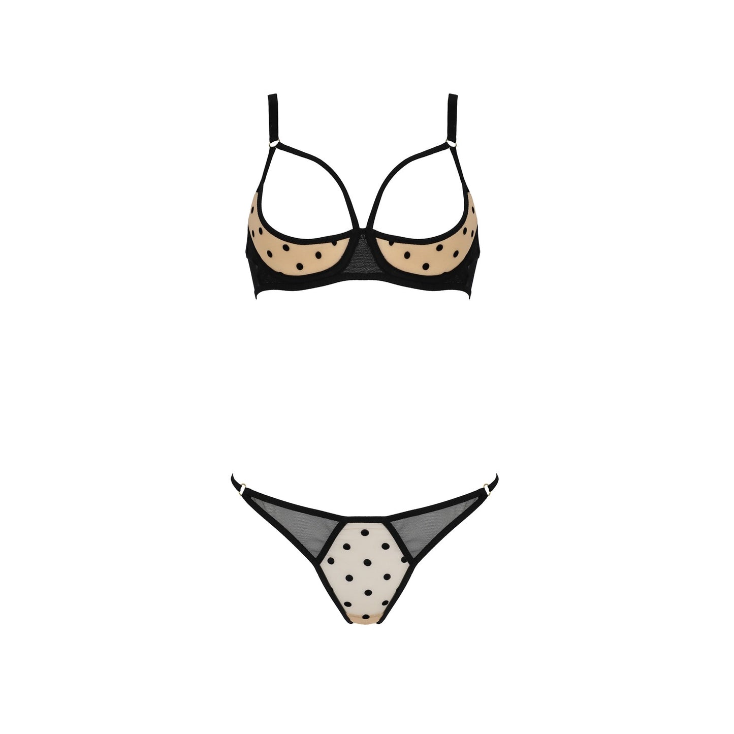 PASSION DEVIL COLLECTION MARINA SET 2 PIECE WITH OPEN BRA BEIGE