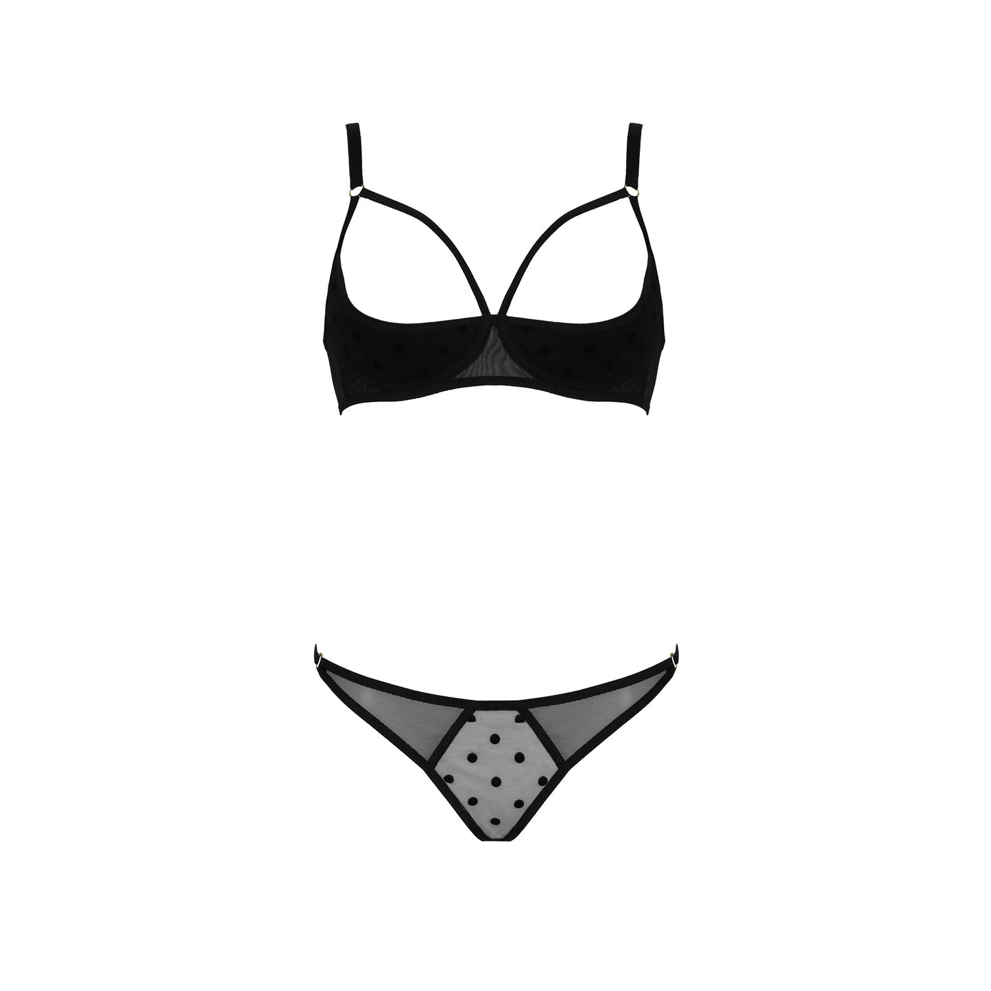 PASSION DEVIL COLLECTION MARINA SET 2 PIECE WITH OPEN BRA BLACK