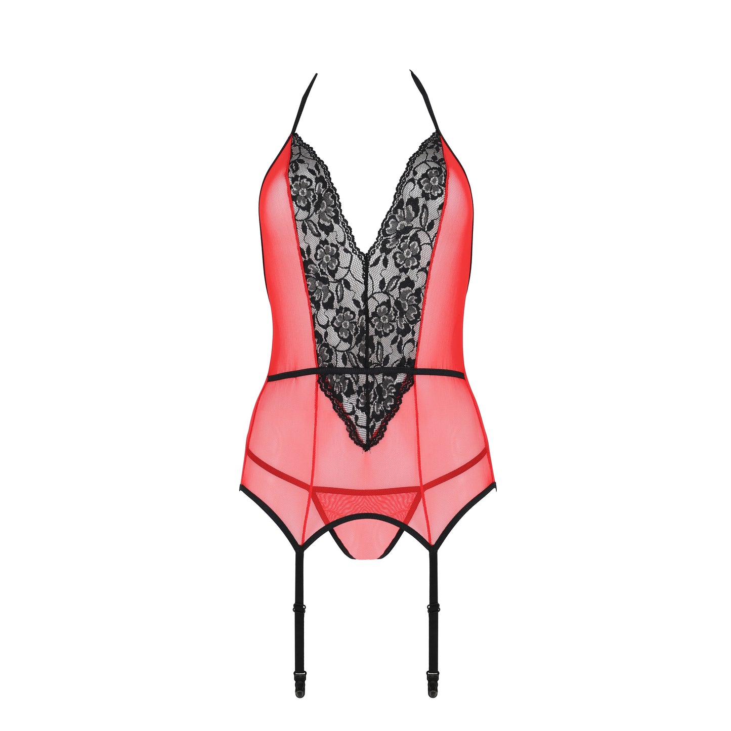 PASSION EROTIC LINE PEONIA CORSET AND THONG RED
