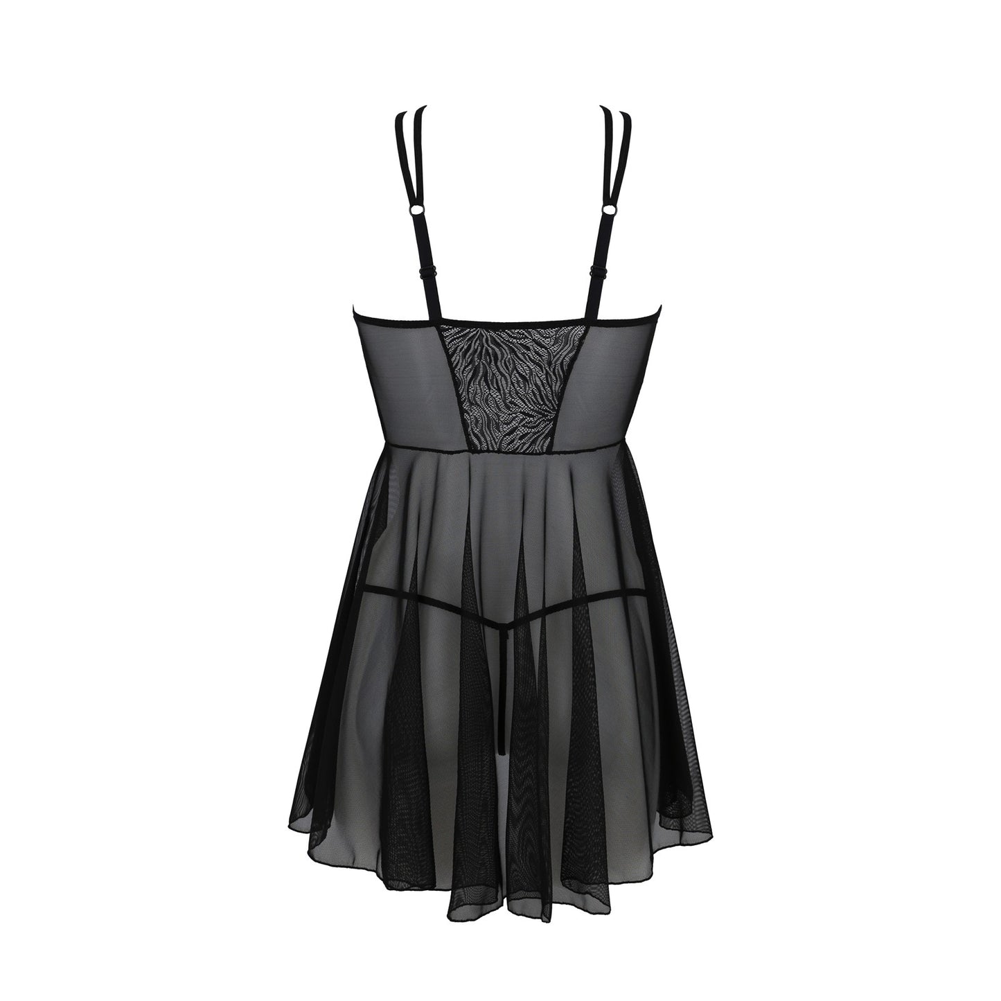 PASSION ECO COLLECTION SELAGINELLA CHEMISE AND THONG BLACK