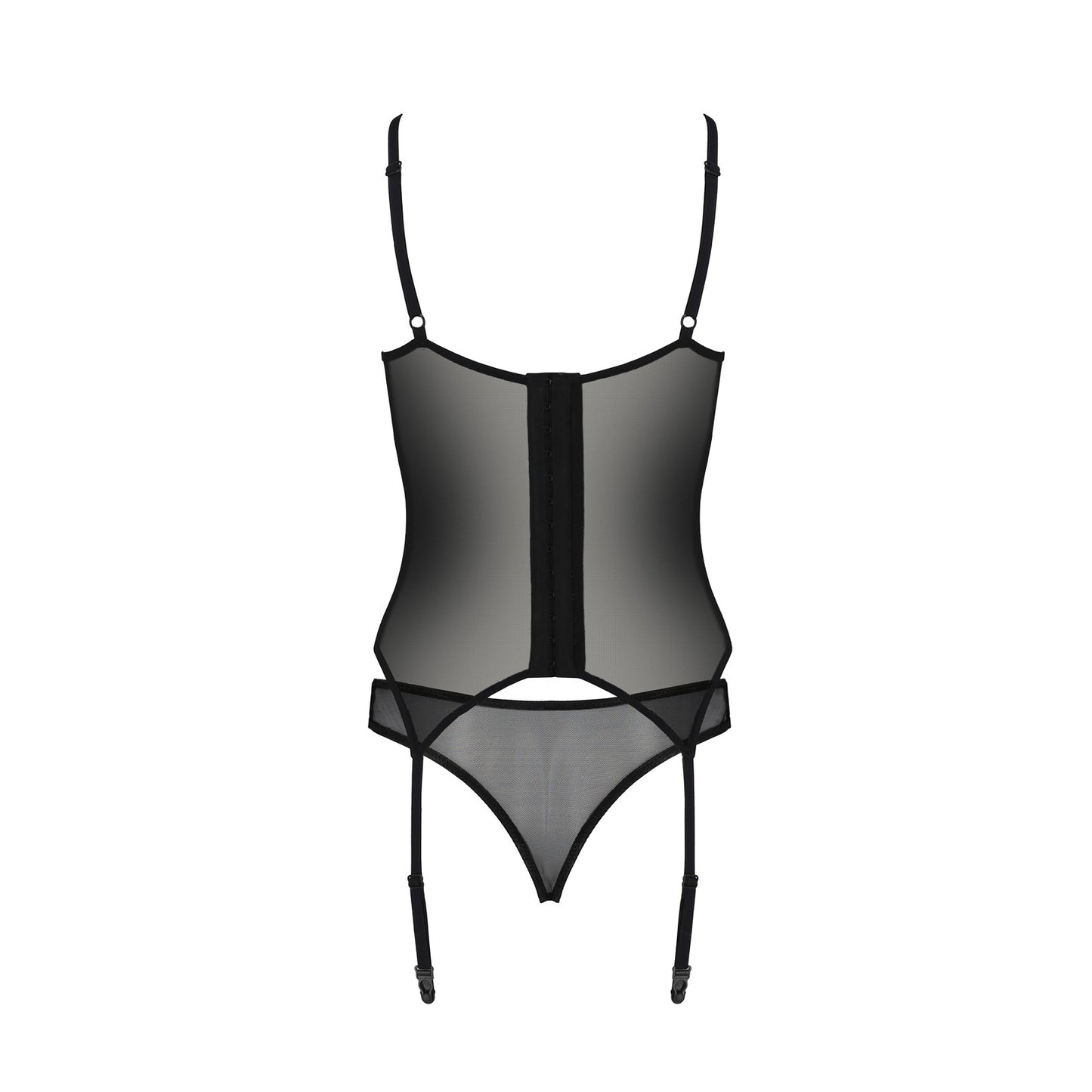 PASSION ECO COLLECTION SELAGINELLA CORSET AND THONG BLACK