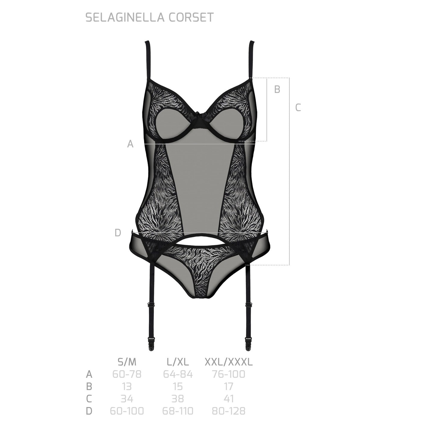 PASSION ECO COLLECTION SELAGINELLA CORSET AND THONG BLACK