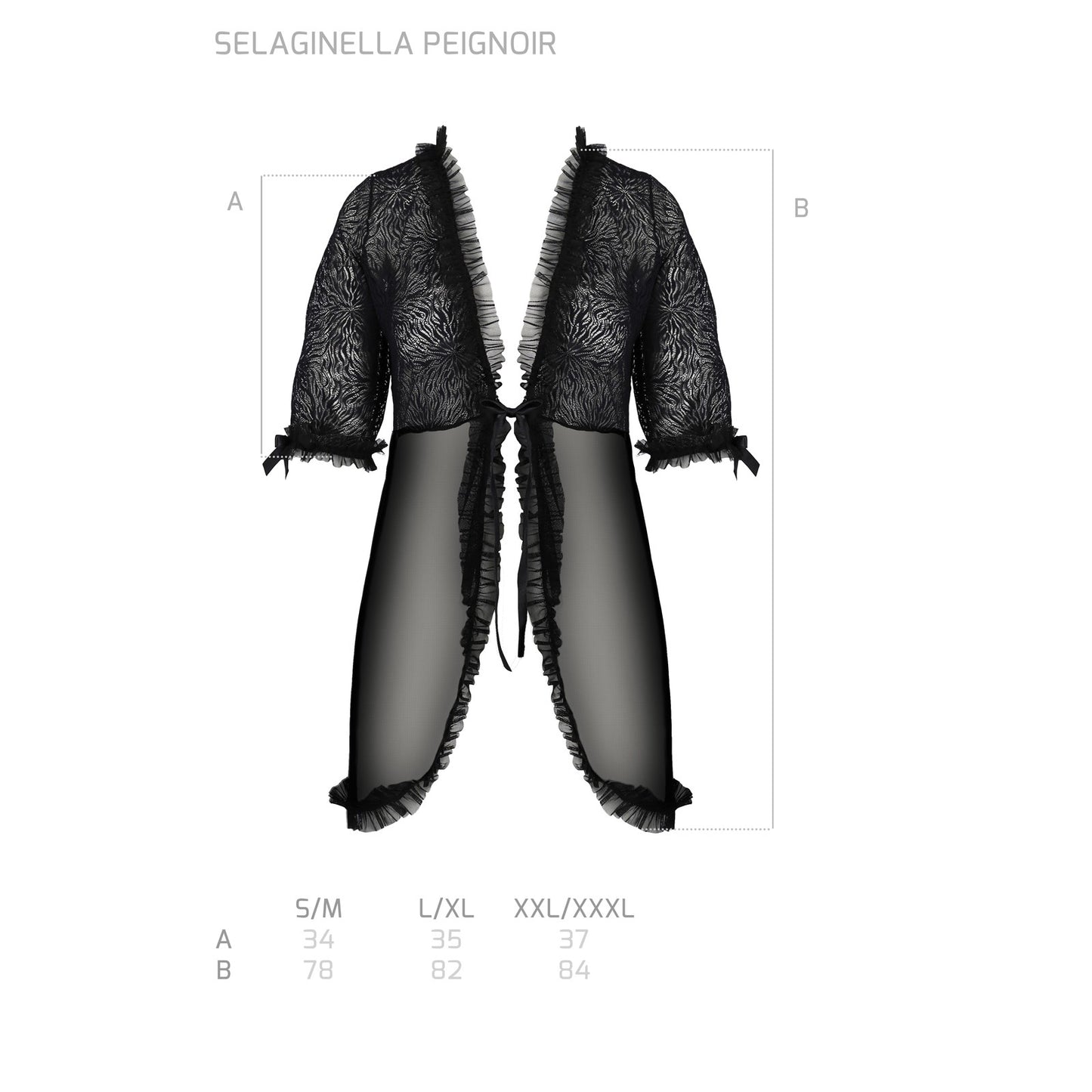 PASSION ECO COLLECTION SELAGINELLA PEIGNOIR AND THONG BLACK
