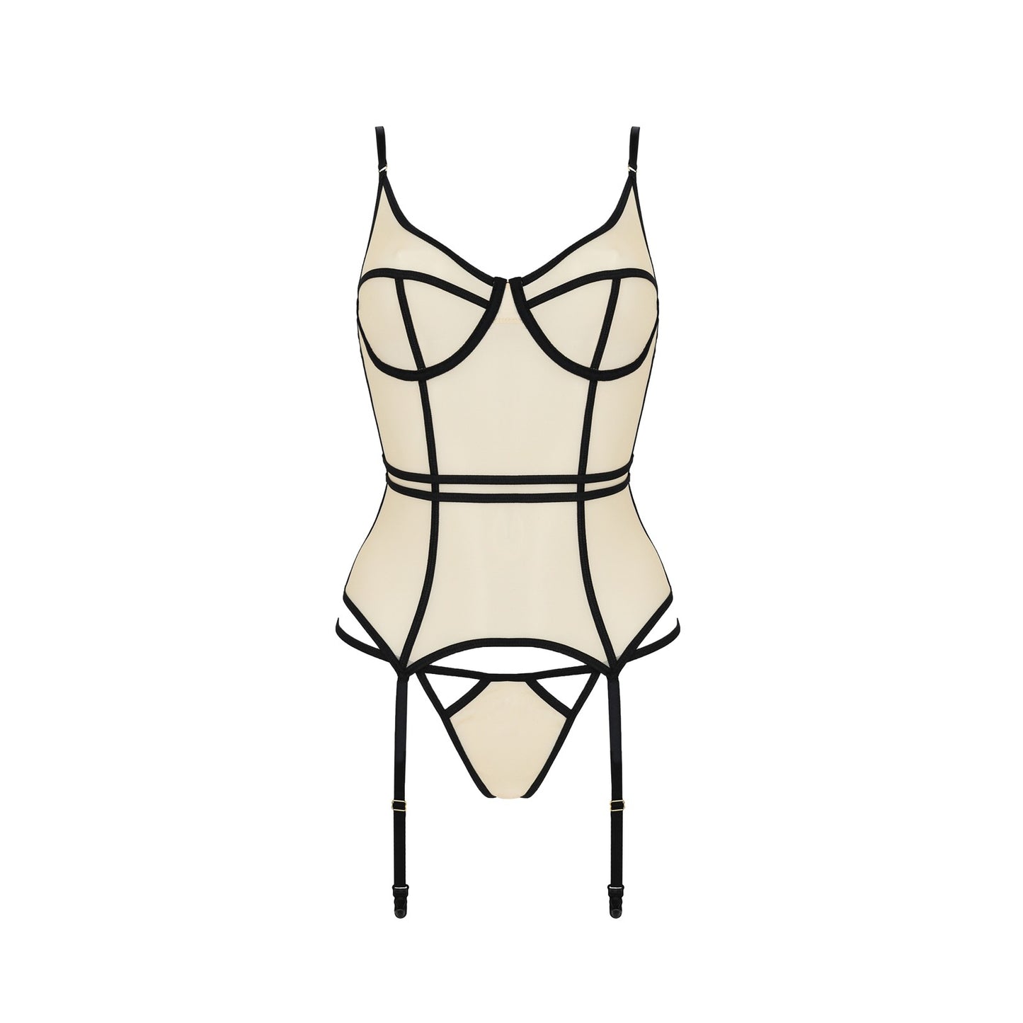 PASSION SERARA CORSET AND THONG BEIGE