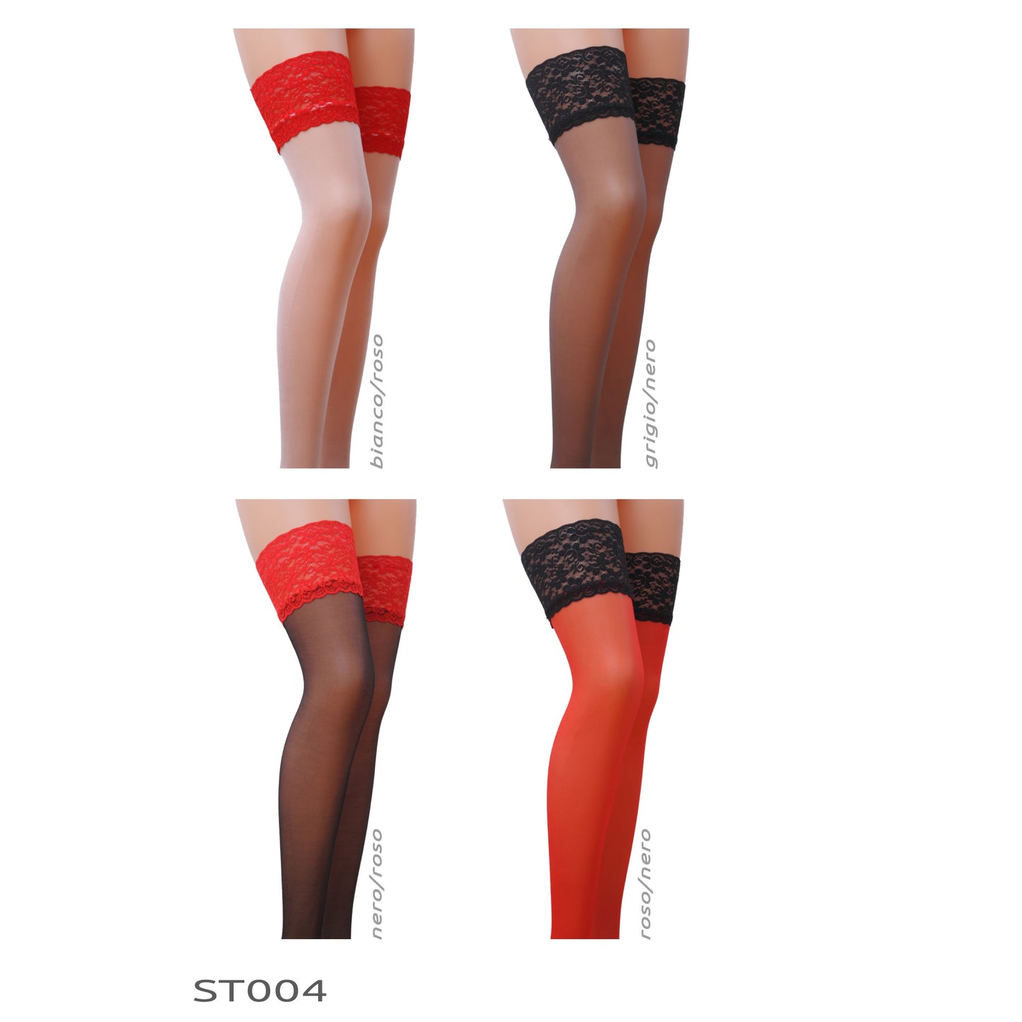PASSION STOCKINGS ST004 GREY/BLACK (17 DEN)