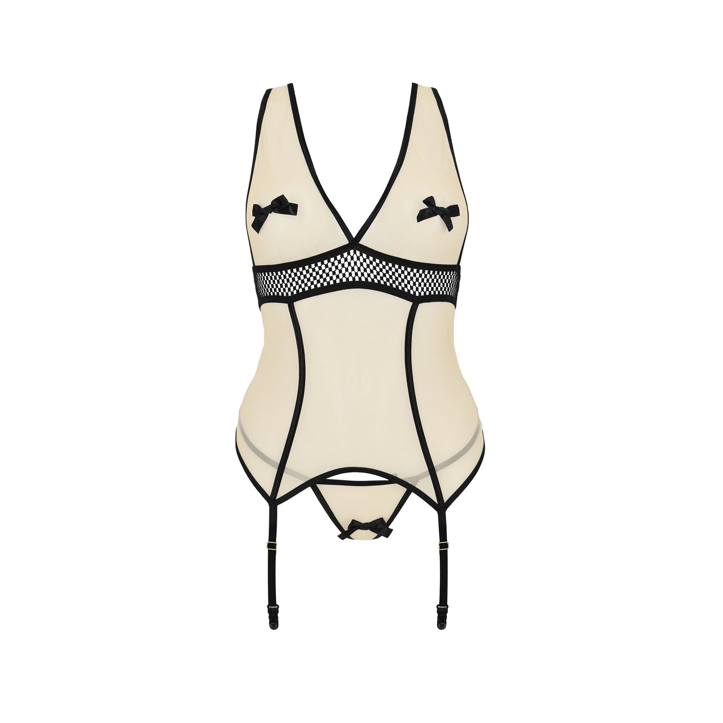PASSION VIENA CORSET AND THONG BEIGE QUEEN SIZE