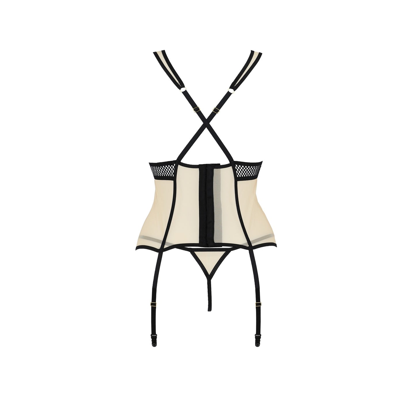 PASSION VIENA CORSET AND THONG BEIGE QUEEN SIZE