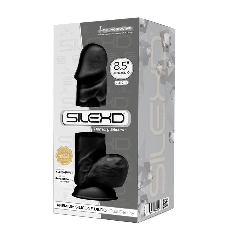 SILEXD REALISTIC DILDO DUAL DENSITY WITH TESTICLES BLACK MOD. 4 8.5"