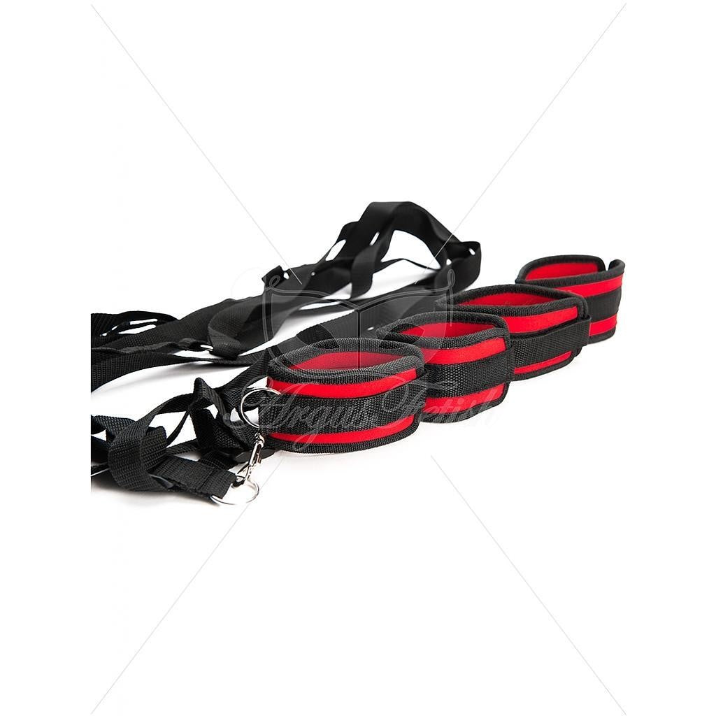 ARGUS TOYS ARGUS FETISH RED BLACK BED RESTRAINT SET