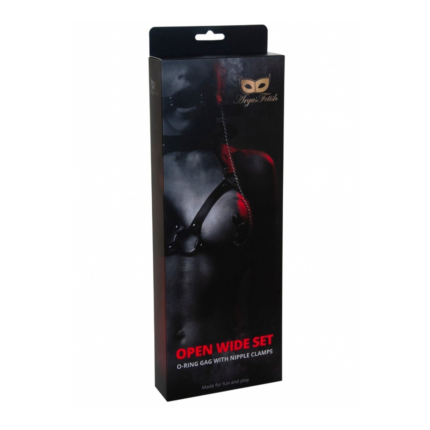 ARGUS TOYS ARGUS FETISH OPEN WIDE SET O-RING GAG AND NIPPLE CLAMPS