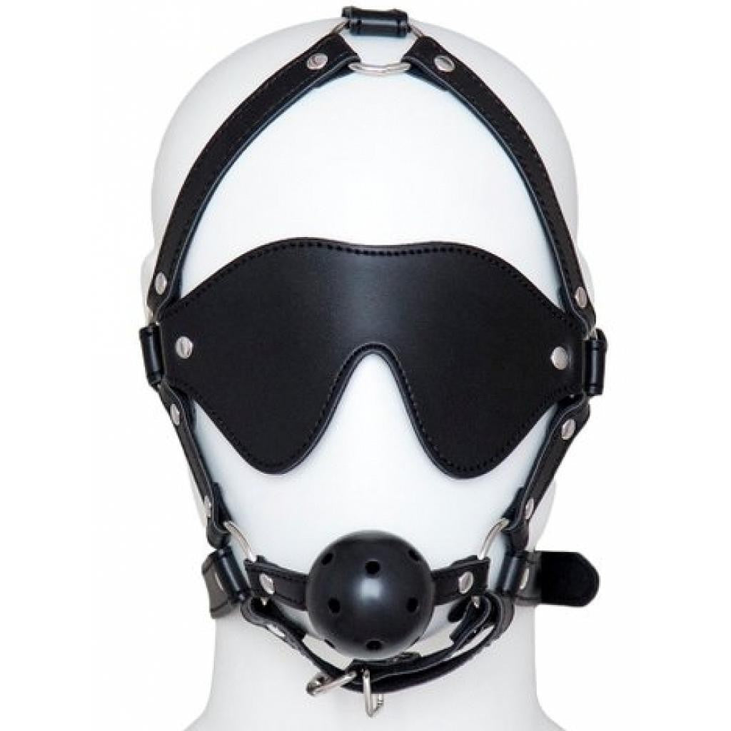 ARGUS TOYS OVER THE HEAD EYE MASK WITH BALL GAG