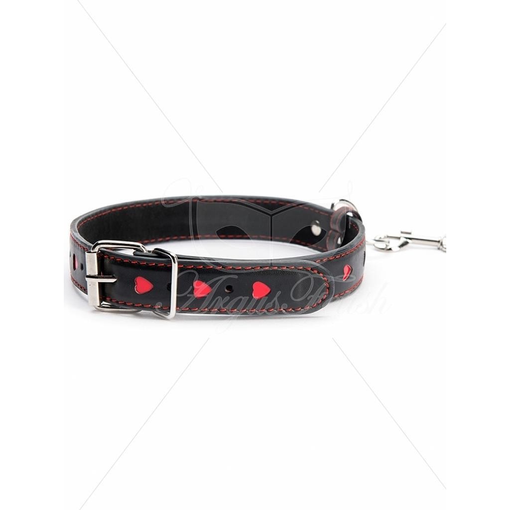 ARGUS TOYS ARGUS FETISH RED HEART COLLAR AND LEASH