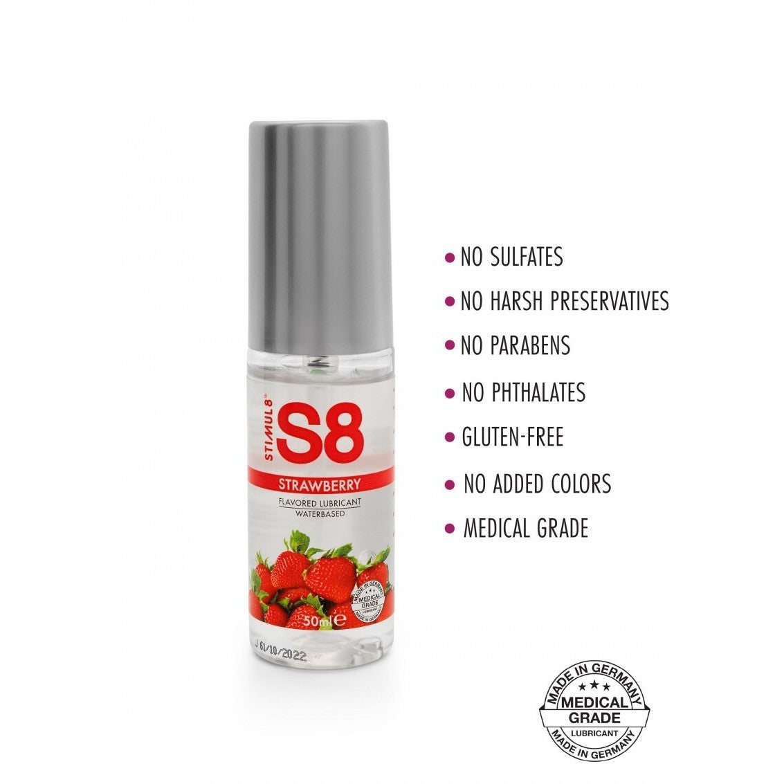 STIMUL8 S8 WATER-BASED FLAVOURED LUBE STRAWBERRY 50ML