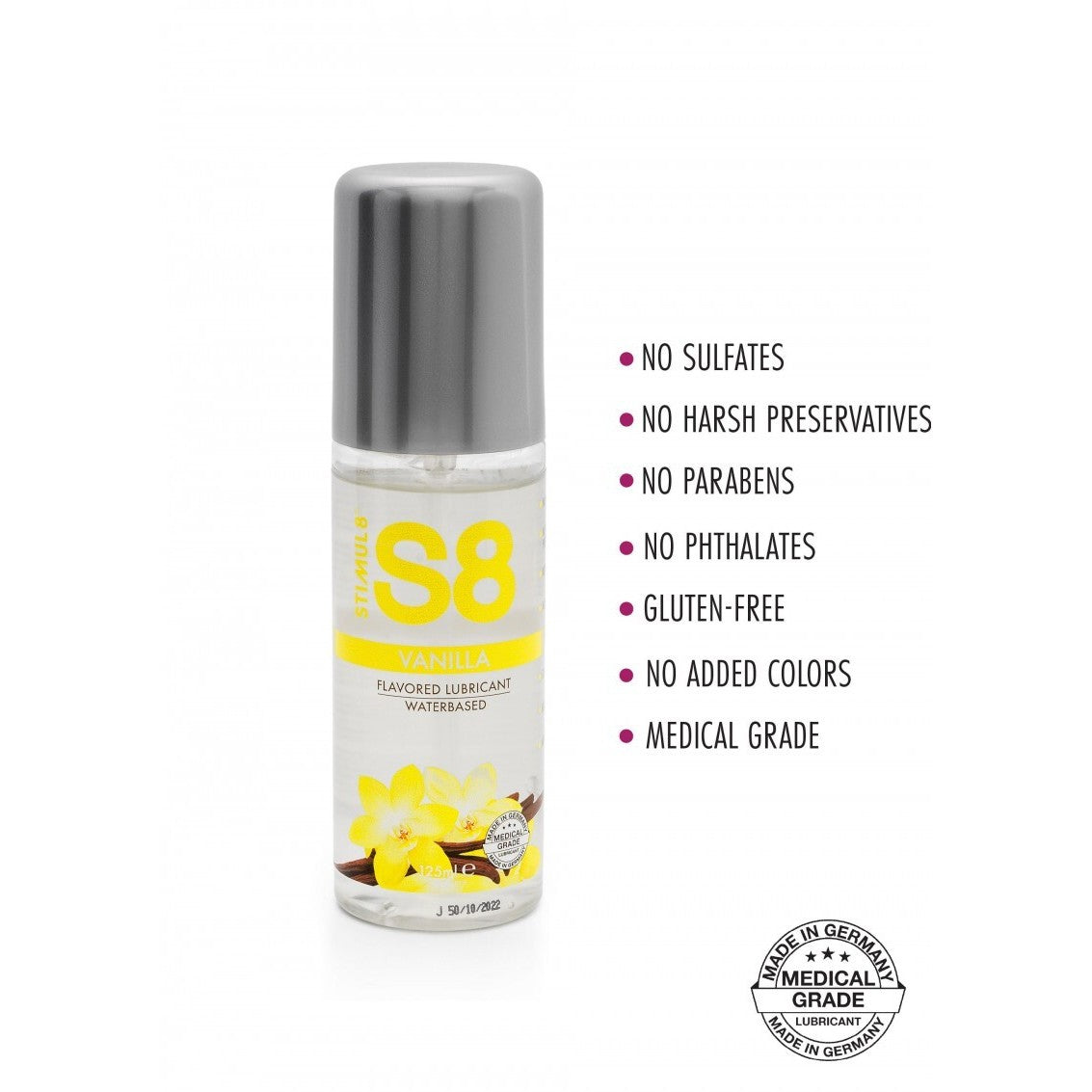 STIMUL8 S8 WATER-BASED FLAVOURED LUBE VANILLA 125ML