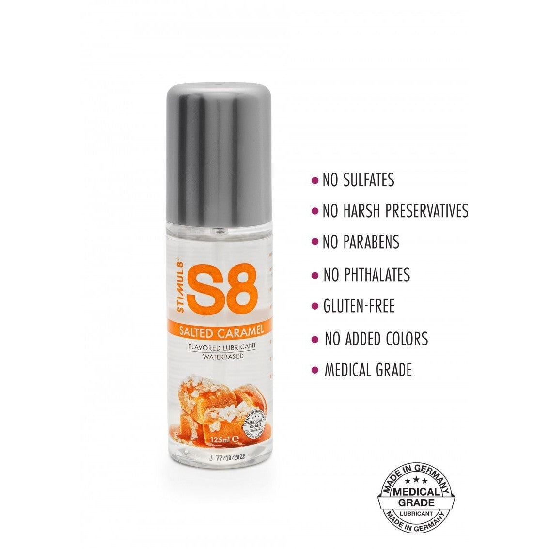 STIMUL8 S8 WATER-BASED FLAVOURED LUBE SALTED CARAMEL 125ML