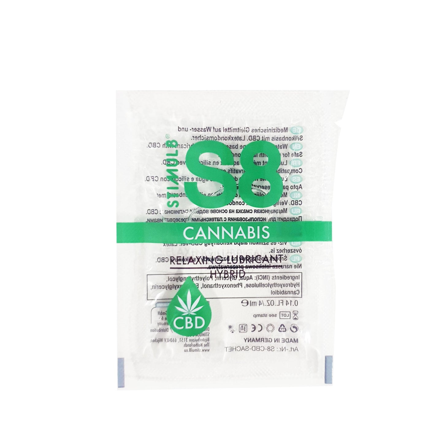 STIMUL8 S8 HYBRID CANNABIS RELAXING LUBRICANT SACHET 4ML