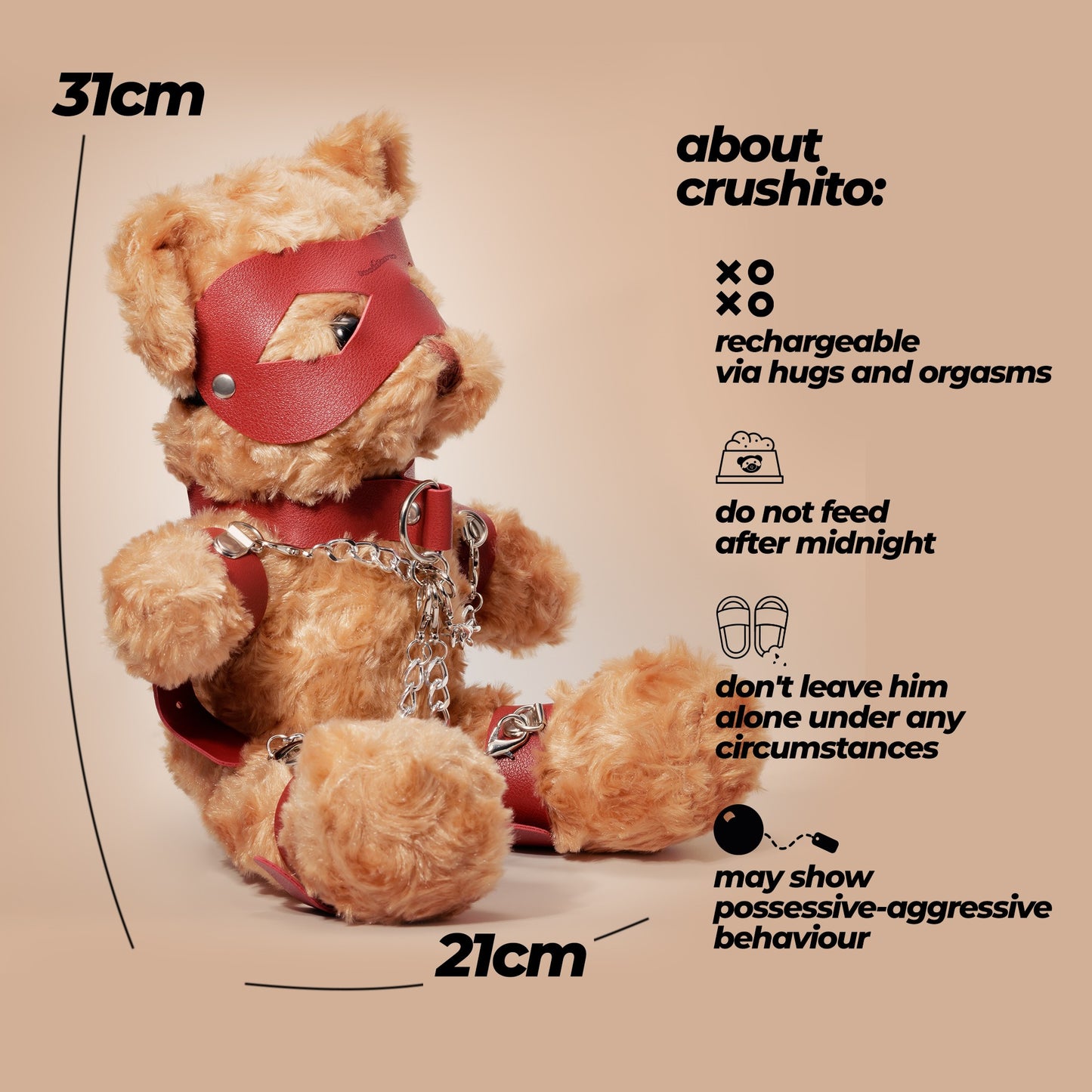 CRUSHITO BONDAGE TEDDY BEAR RED 31CM