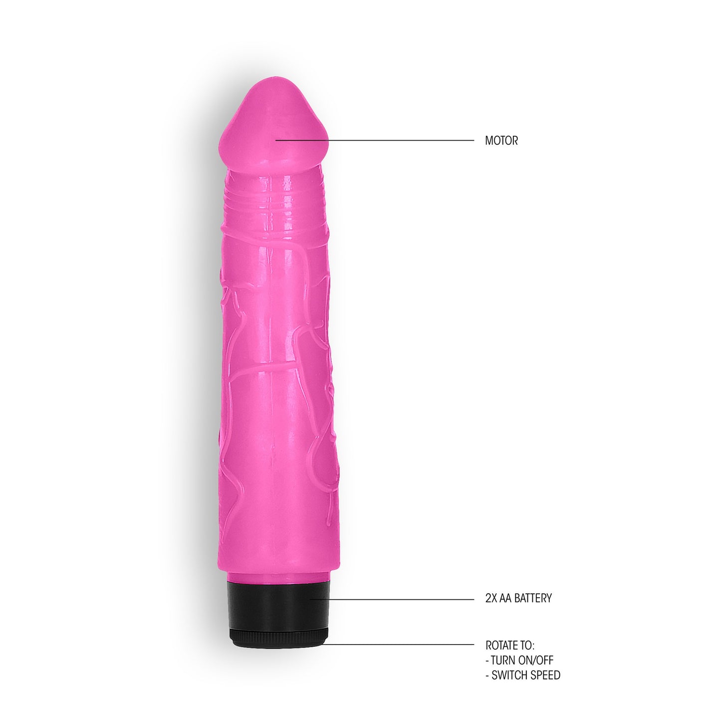 GC 8" THICK REALISTIC DILDO VIBE PINK