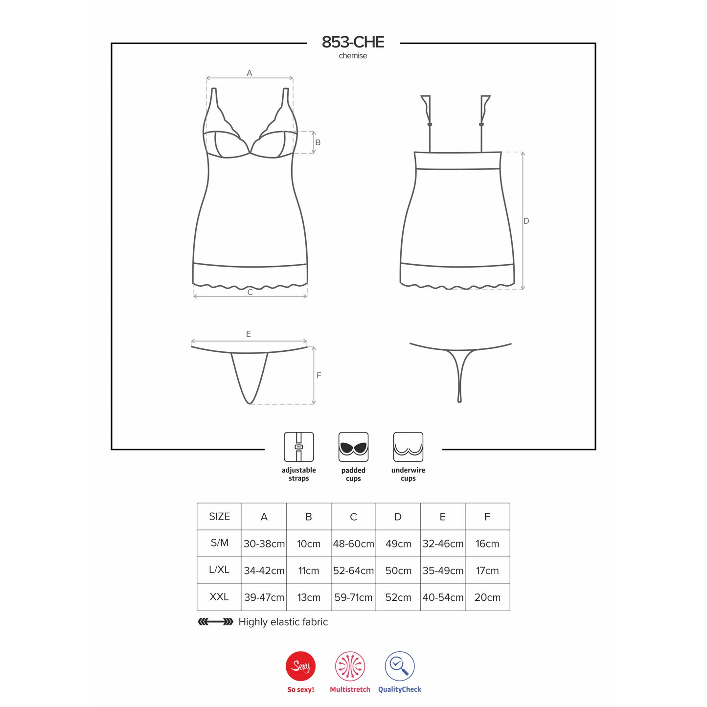 OBSESSIVE 853-CHE CHEMISE AND THONG RED