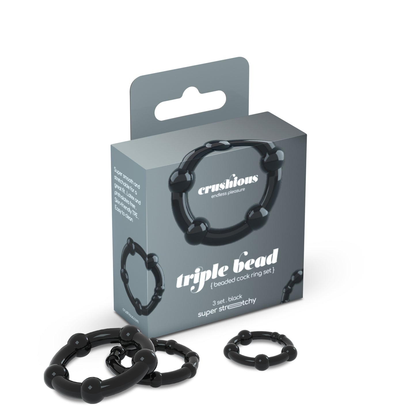 TRIPLE BEAD COCKRING SET BLACK CRUSHIOUS