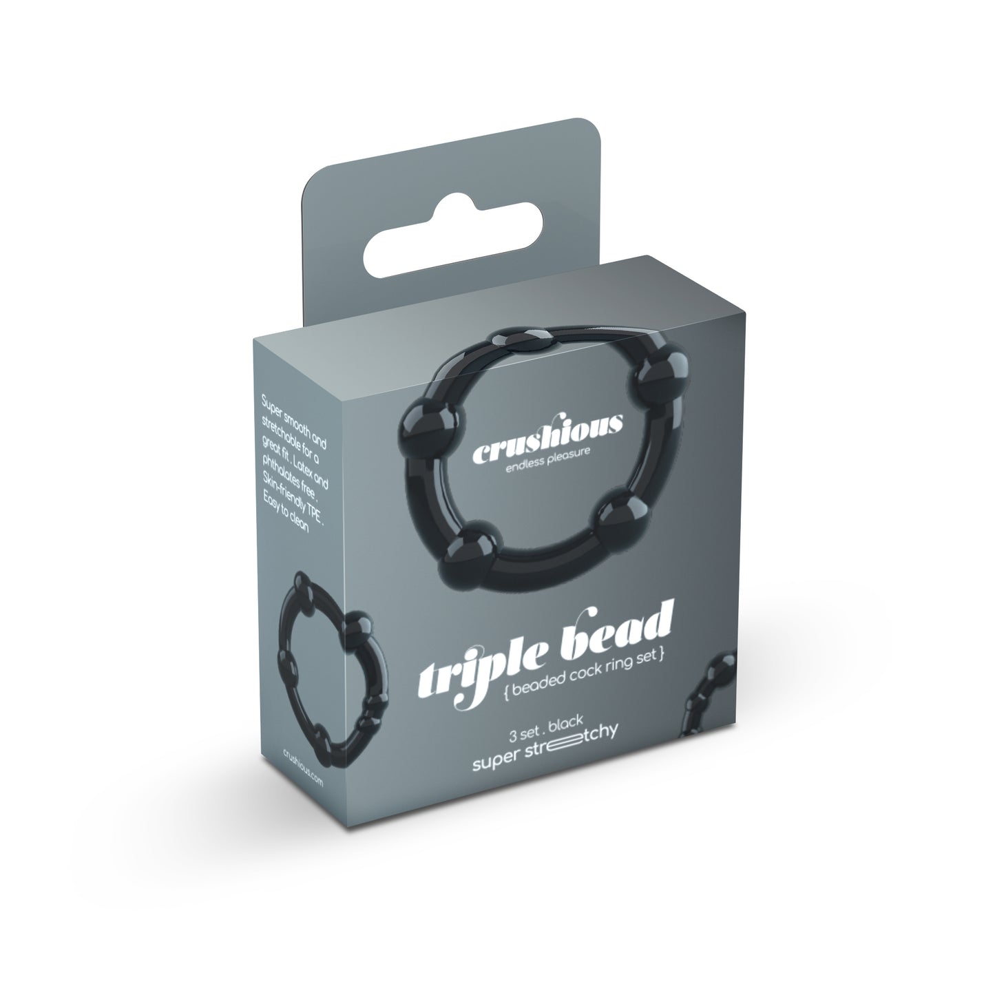 TRIPLE BEAD COCKRING SET BLACK CRUSHIOUS