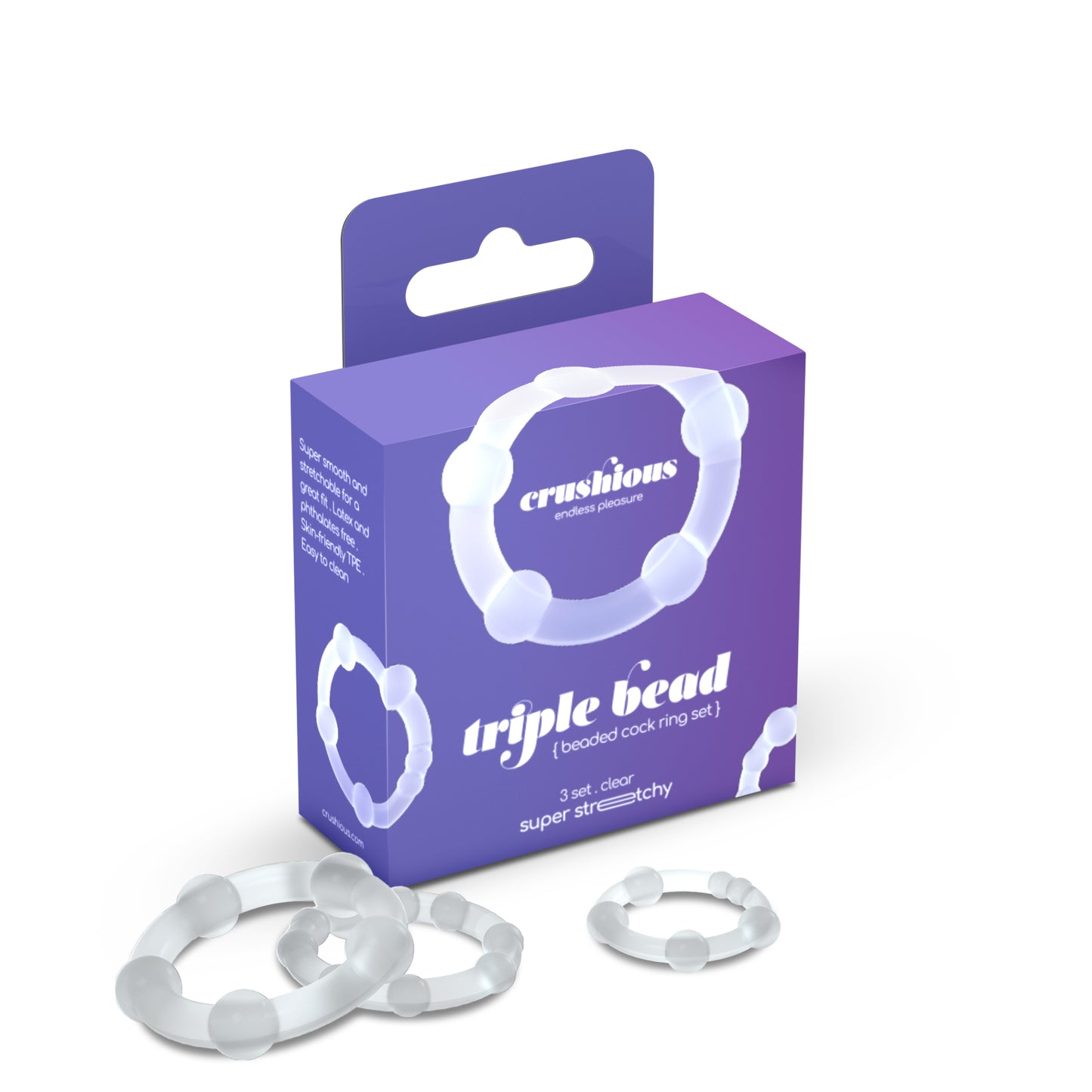 TRIPLE BEAD COCKRING SET CLEAR CRUSHIOUS