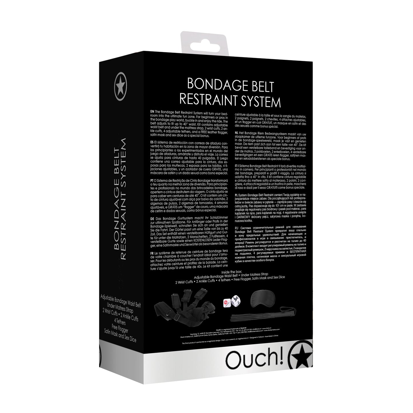 OUCH! BONDAGE BELT RESTRAINT SYSTEM BLACK