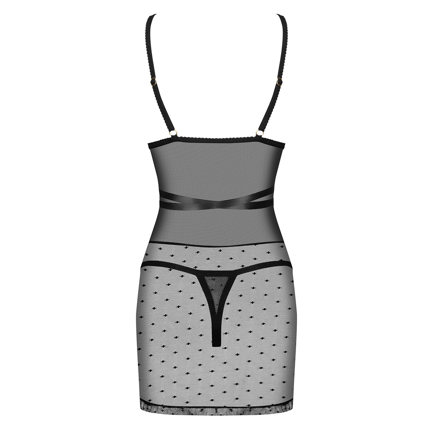 OBSESSIVE BOWESSA CHEMISE AND THONG BLACK