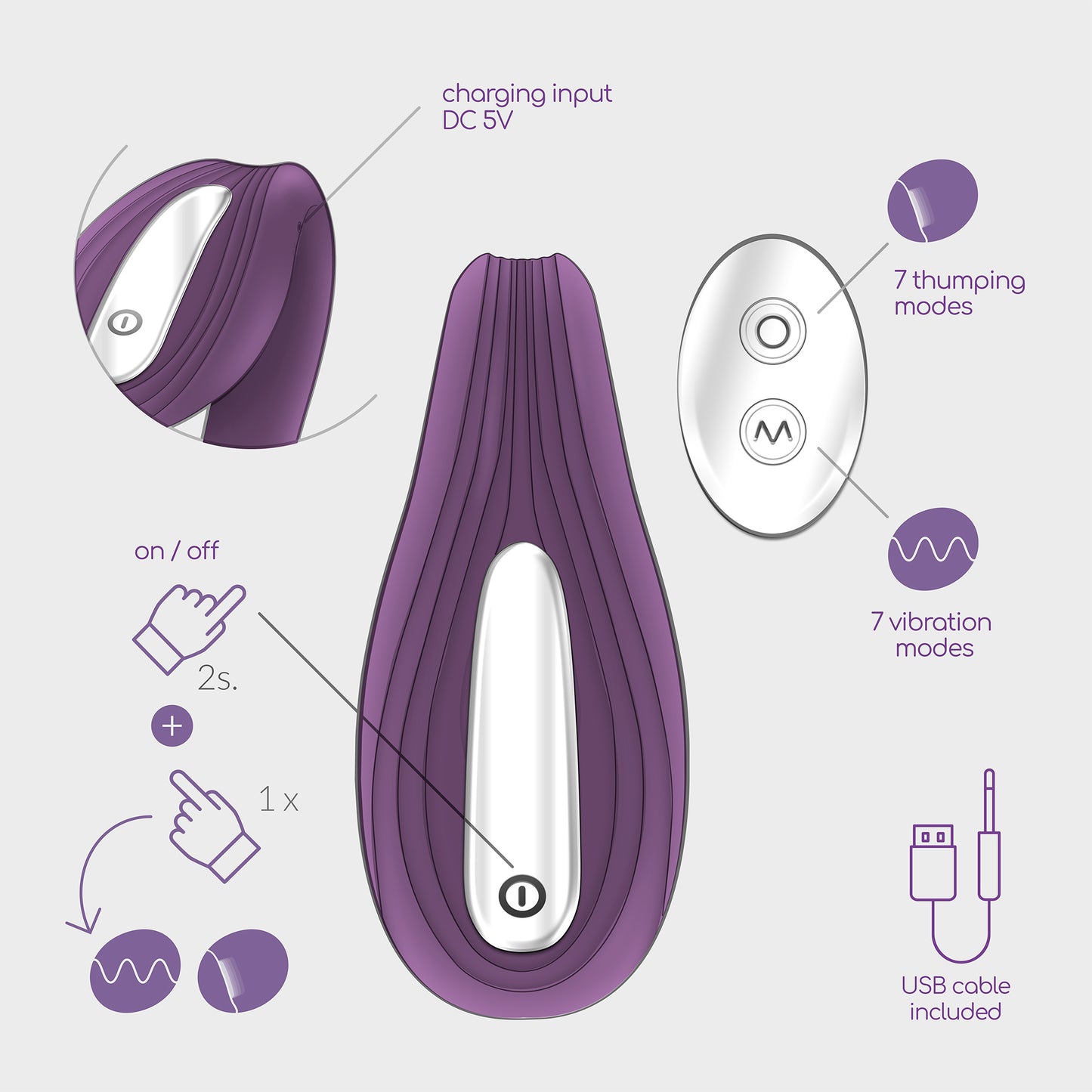 PLEASURISER RECHARGEABLE VIBRATOR WITH REMOTE CONTROL AND FREE WATERBASED LUBRICANT CRUSHIOUS
