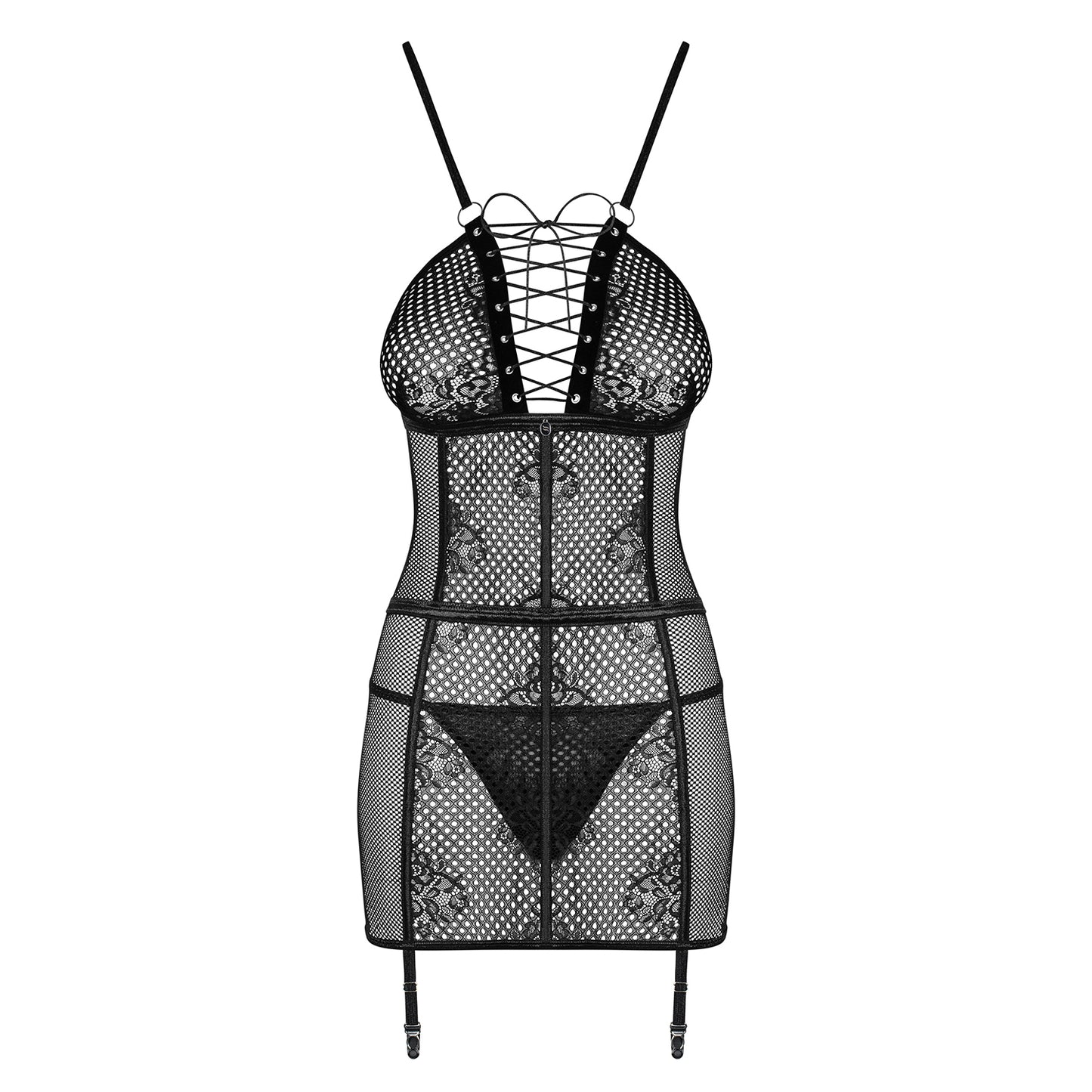 OBSESSIVE BASITTA CHEMISE AND THONG BLACK