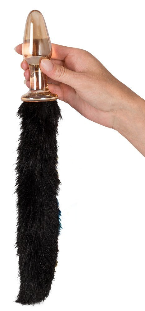 BLACK TAIL GLASS BUTTPLUG