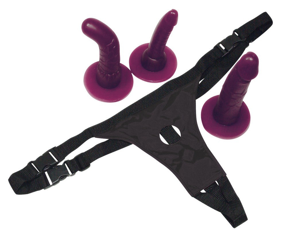 STRAP-ON WITH 3 DILDOS BAD KITTY