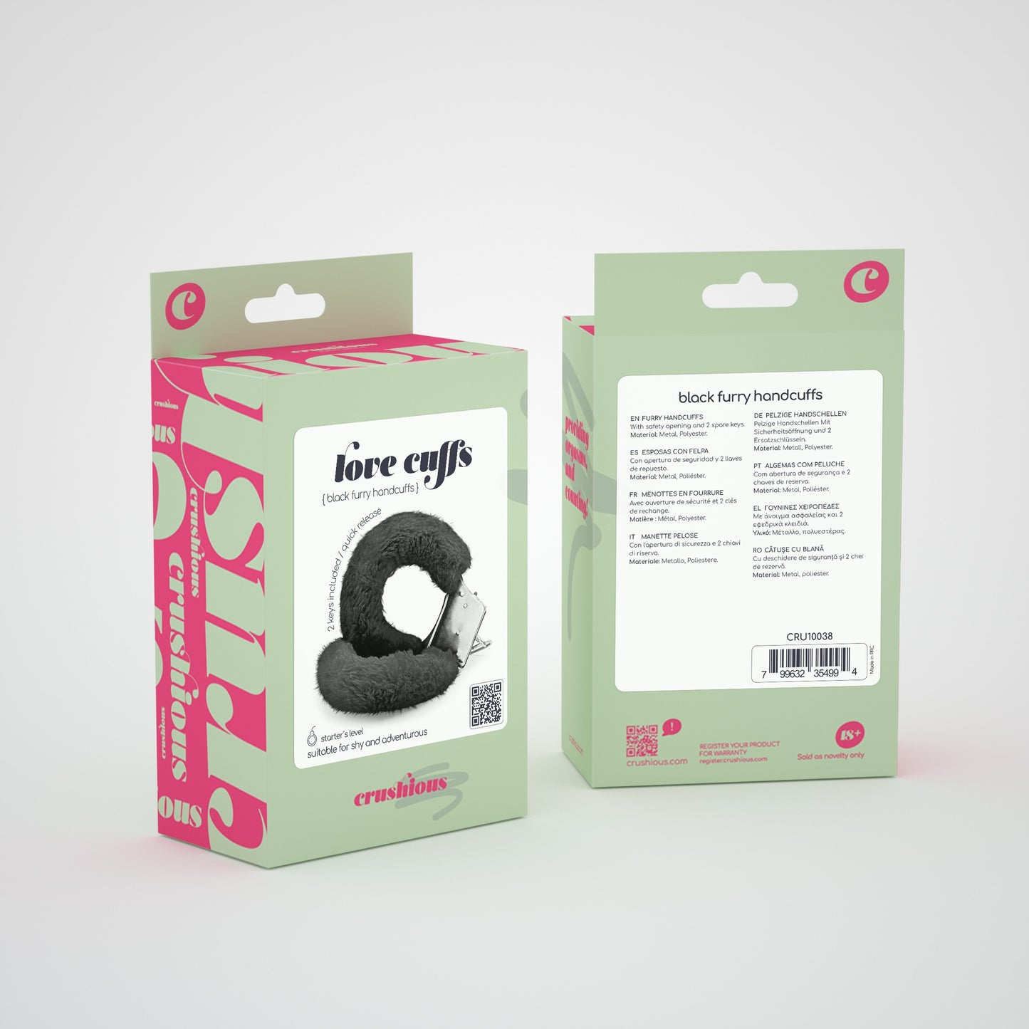 LOVE CUFFS FURRY HANDCUFFS CRUSHIOUS BLACK