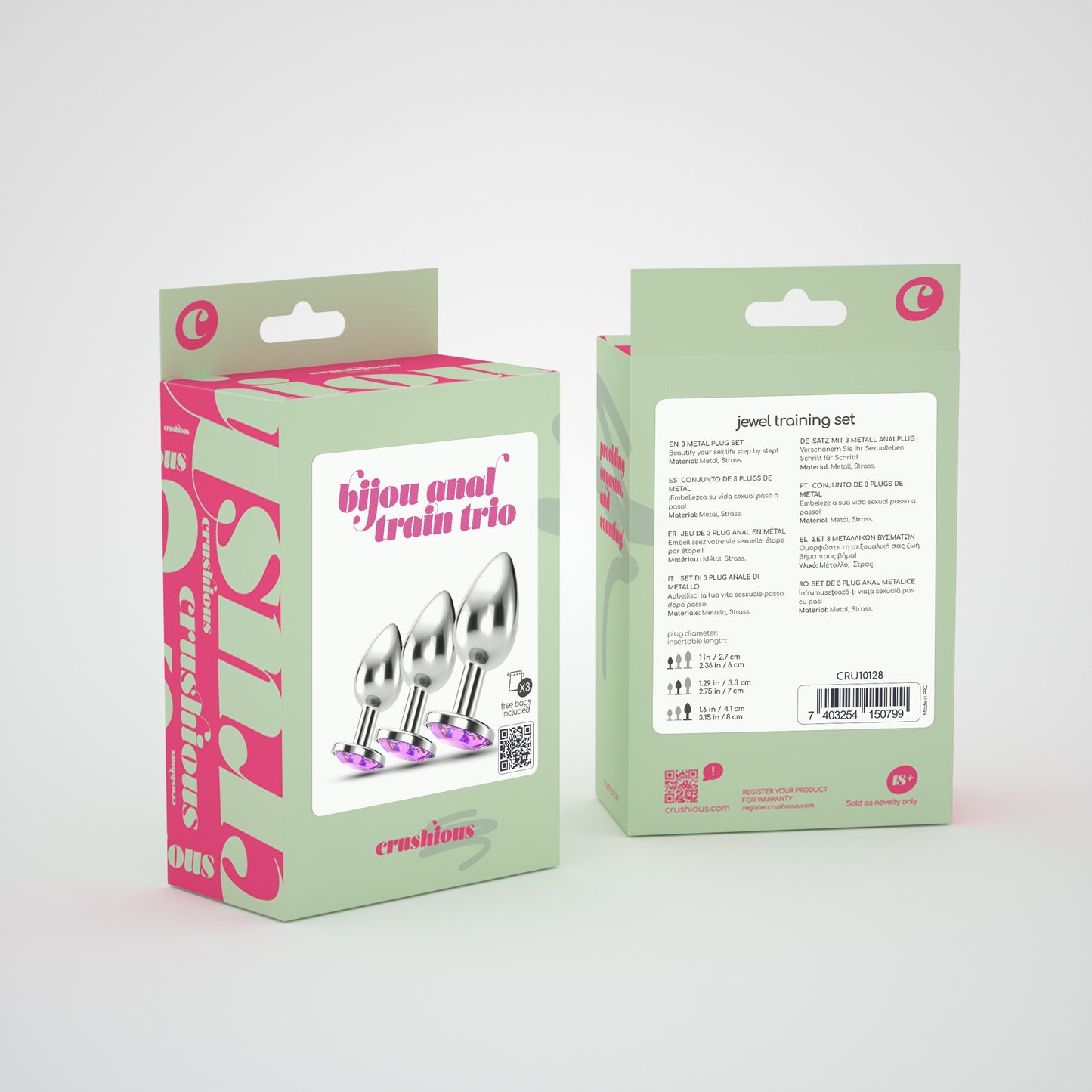 CRUSHIOUS BIJOU ANAL TRAIN TRIO PINK WITH FREE INDIVIDUAL BAGS