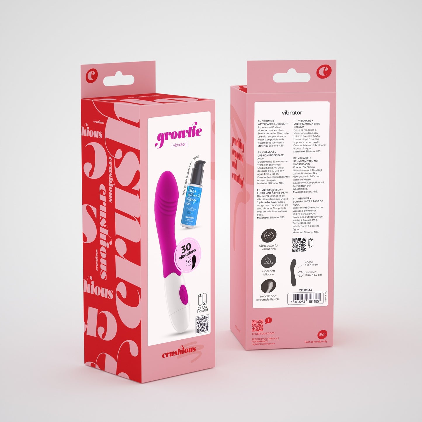 CRUSHIOUS GROWLIE VIBRATOR WITH WATERBASED LUBRICANT INCLUDED