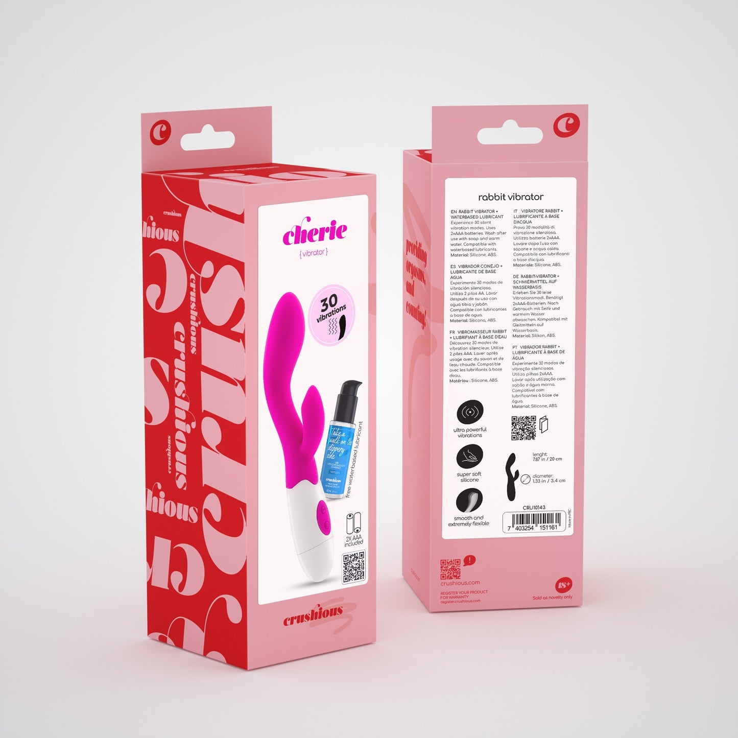 CRUSHIOUS CHERIE RABBIT VIBRATOR WITH WATERBASED LUBRICANT INCLUDED