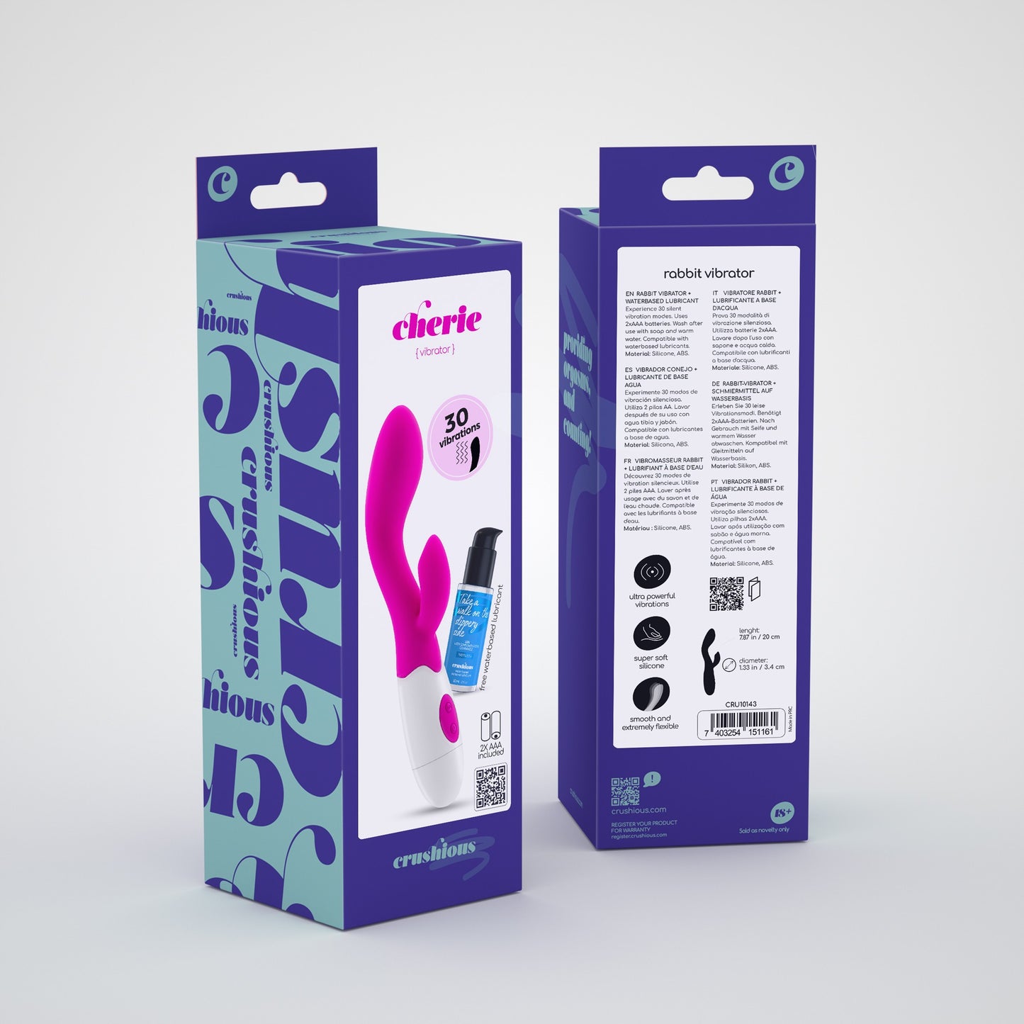 CRUSHIOUS CHERIE RABBIT VIBRATOR WITH WATERBASED LUBRICANT INCLUDED