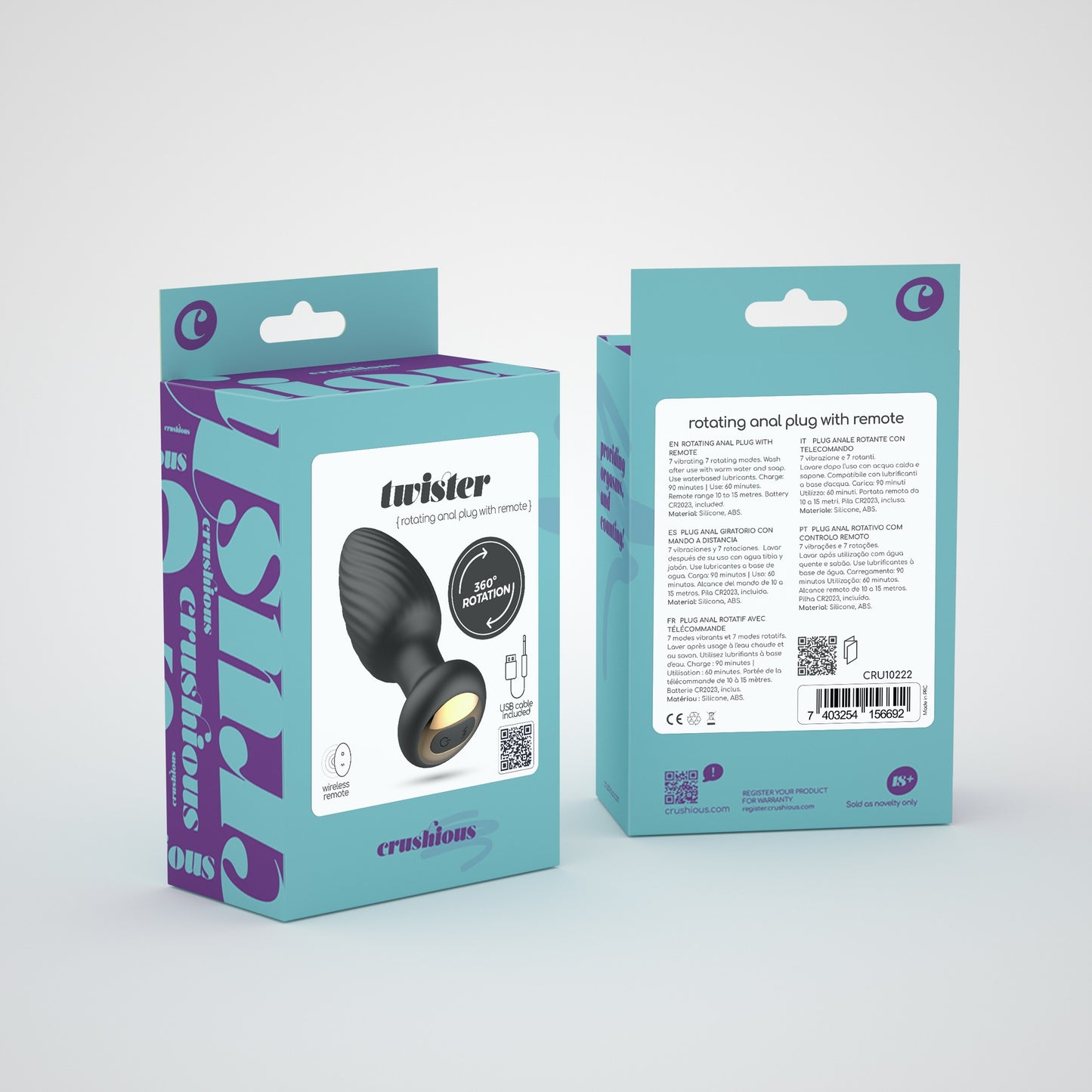 CRUSHIOUS TWISTER ROTATING ANAL PLUG WITH REMOTE CONTROL